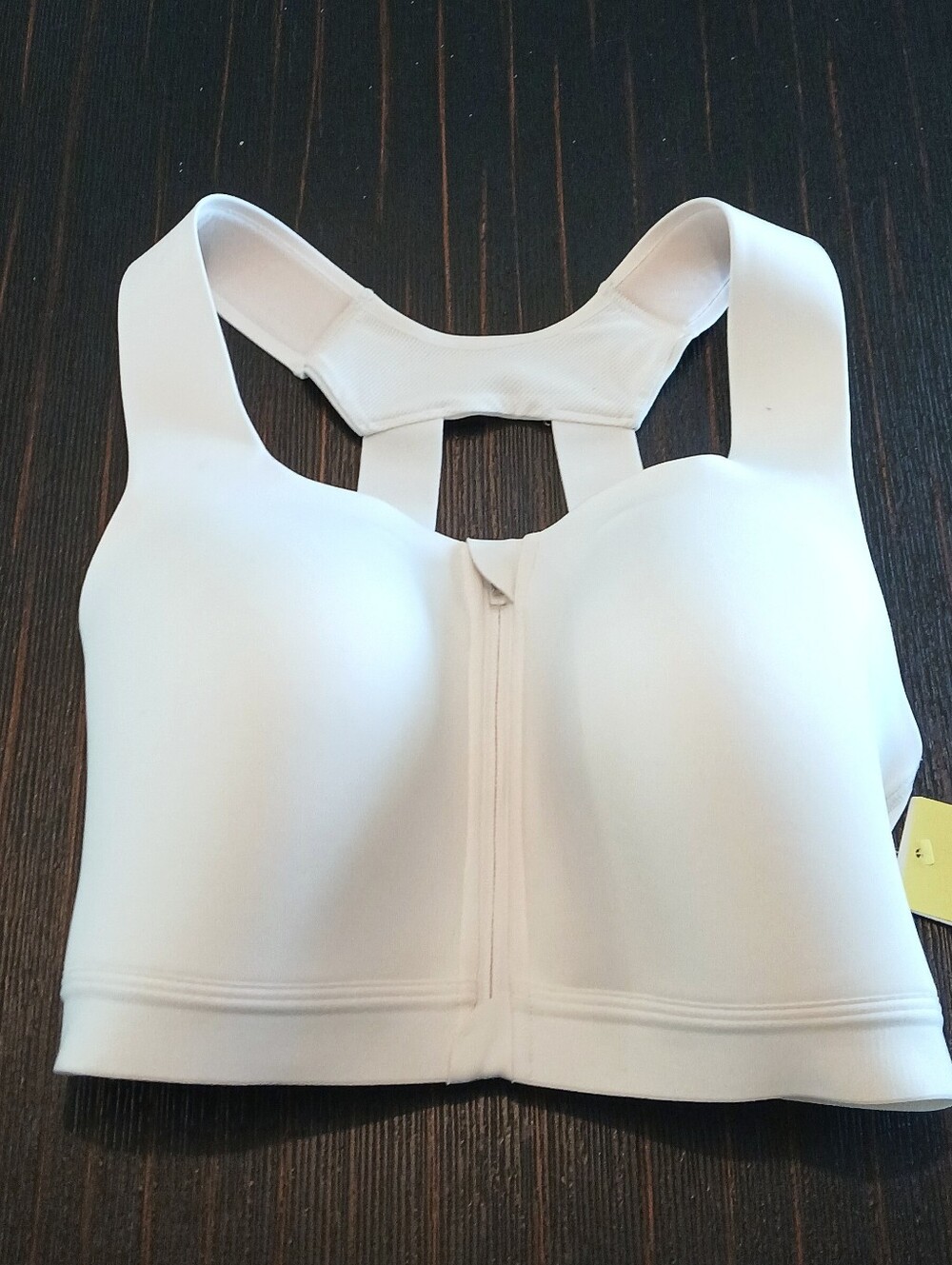 36DD (36E) White High Support Sports Bra Zip Front Inner Hook Adjustable Sttaps